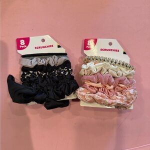 Assorted Scrunchies Set - Black, Pink, Cream